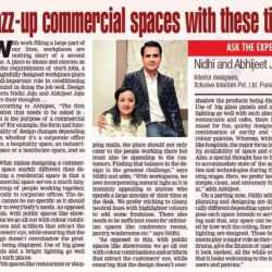 Newspaper article featuring Nidhi and Abhijeet on tips to enhance commercial spaces.