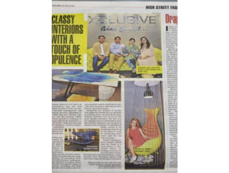 Article titled 'Classy Interiors with a Touch of Opulence' featuring designers and decor.