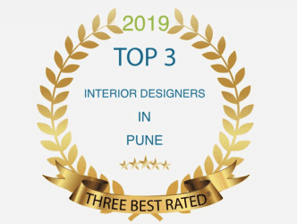2019 award badge for Top 3 Interior Designers in Pune by Three Best Rated.